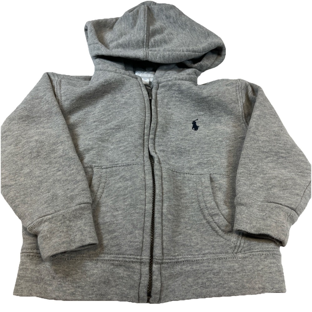 Polo Ralph Lauren Baby Boys Gray Full Zip Hoodie Sweatshirt 12M Pony Logo